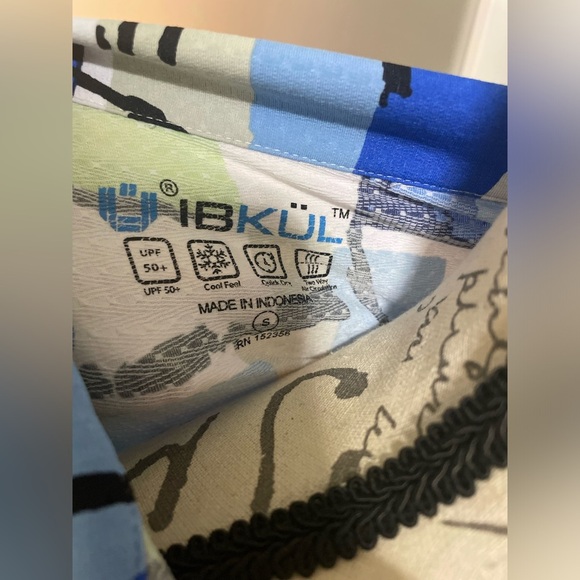 🍂❣️ IBKUL COLLAR - MONDRIAN BLUE long sleeve SZ Small EUC - Picture 7 of 8